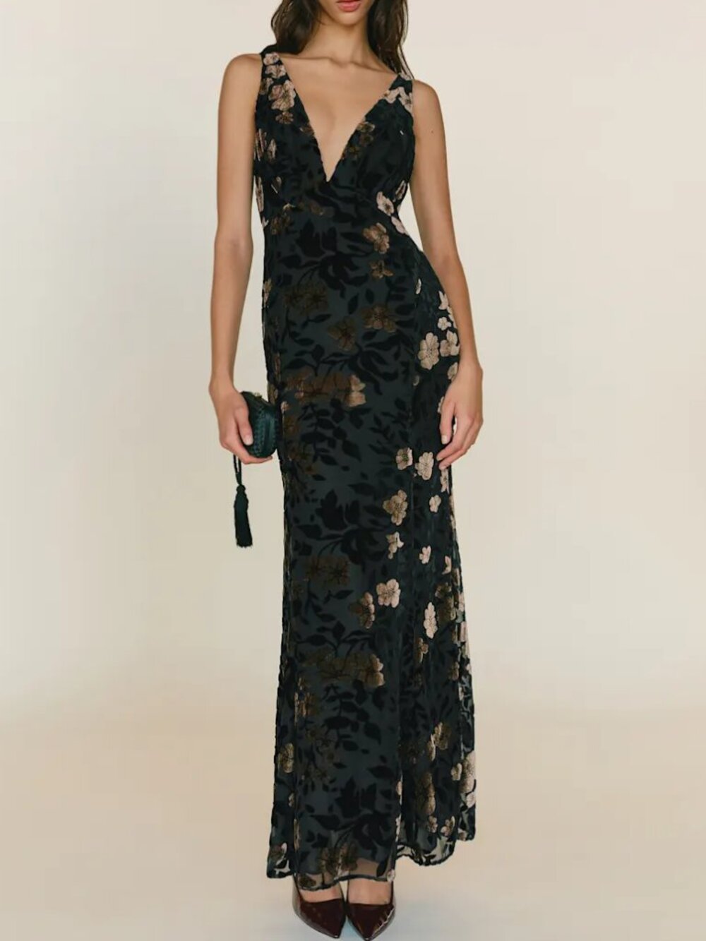 Reformation Hugo Moody Burnout Velvet Dress